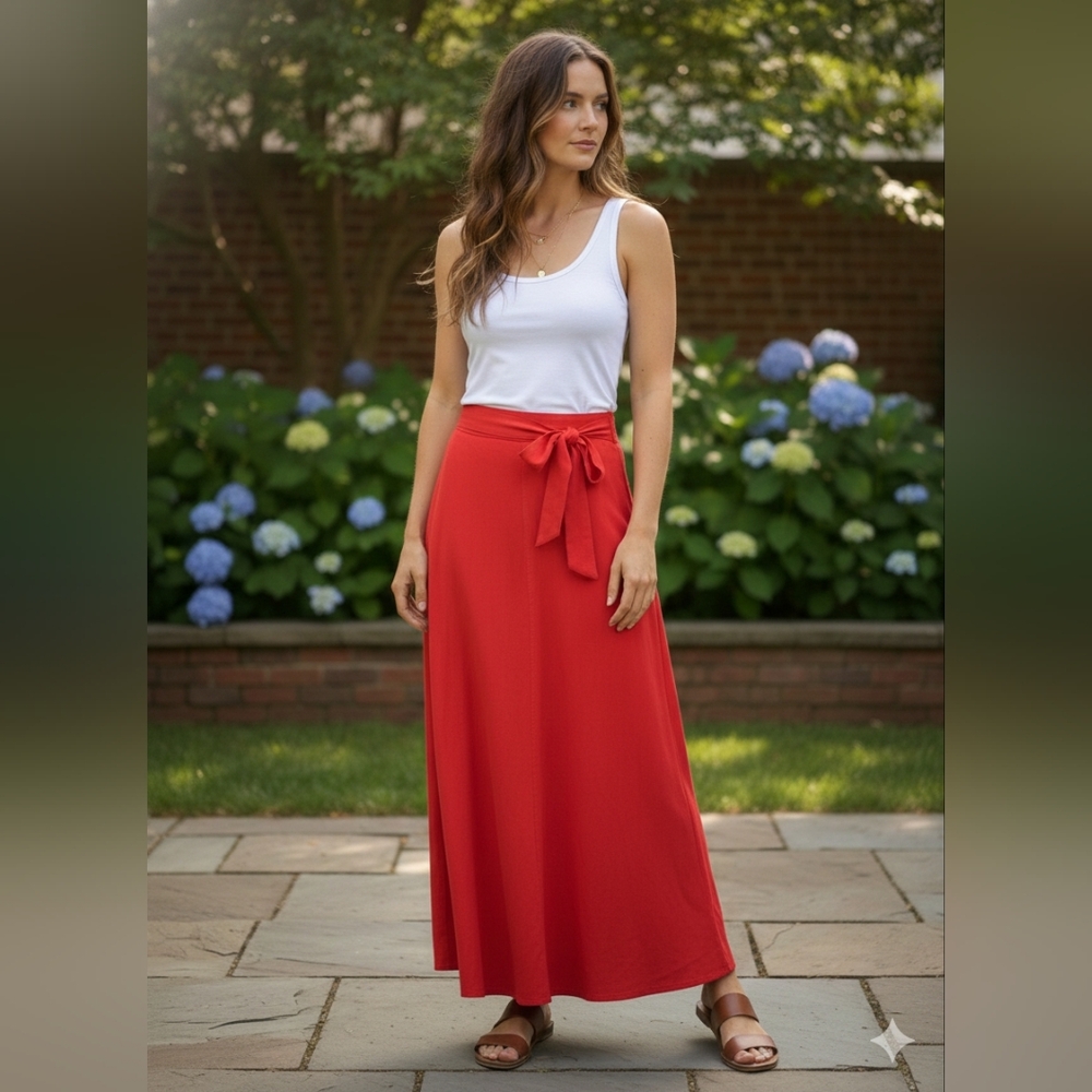 Ann Taylor Vibrant Red Maxi Skirt
